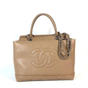 CHANEL CC CC Mark 2WAY Bag Shoulder Bag Tote Bag Caviar Leather Beige